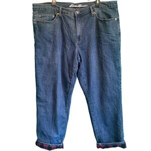 Eddie Bauer Buffalo Check Flannel Lined Straight Fit Jeans Men's 40 x 30